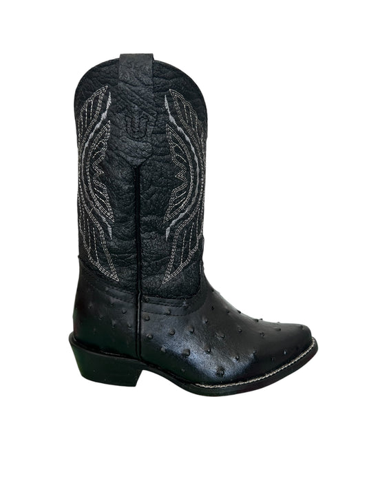 Bota Niño y Dama Avestruz Imitación Negro