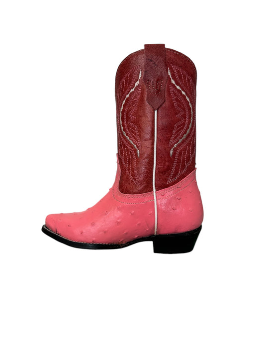 Bota Niño y Dama Avestruz Imitación Rosa
