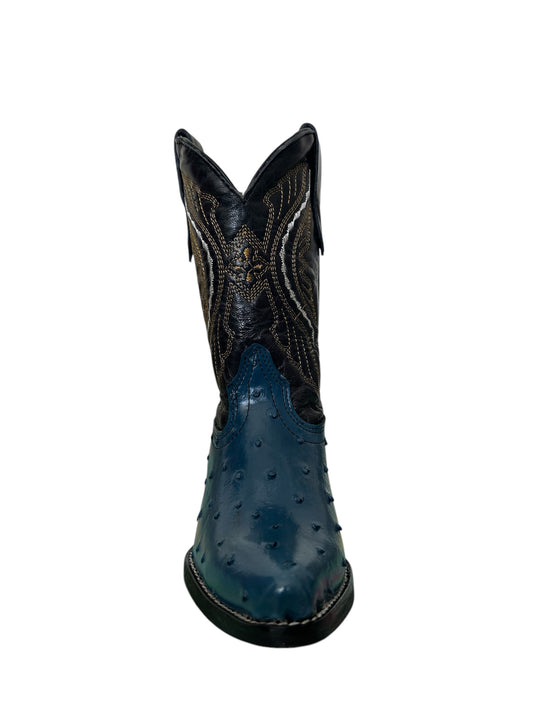 Bota Niño y Dama Avestruz Imitación Azul